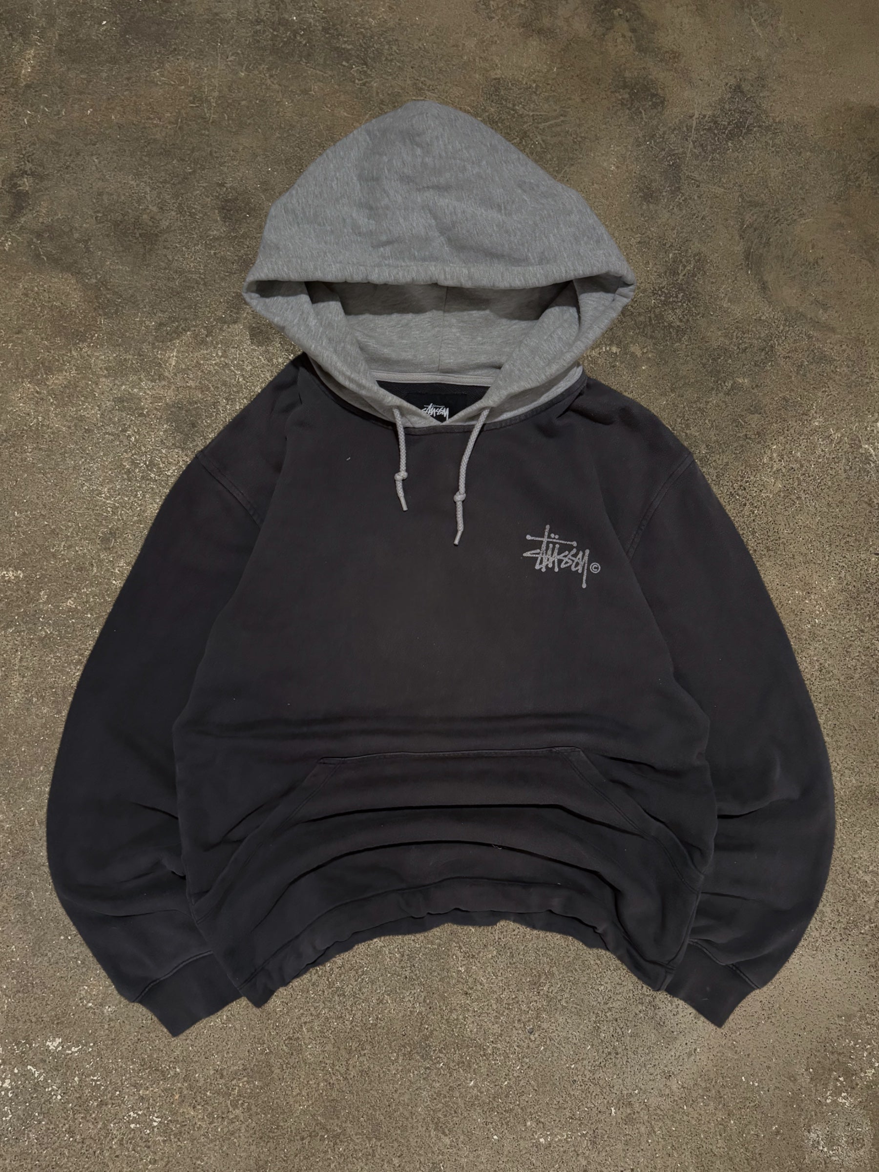 VINTAGE STÜSSY TWO TONE BASIC LOGO HOODIE