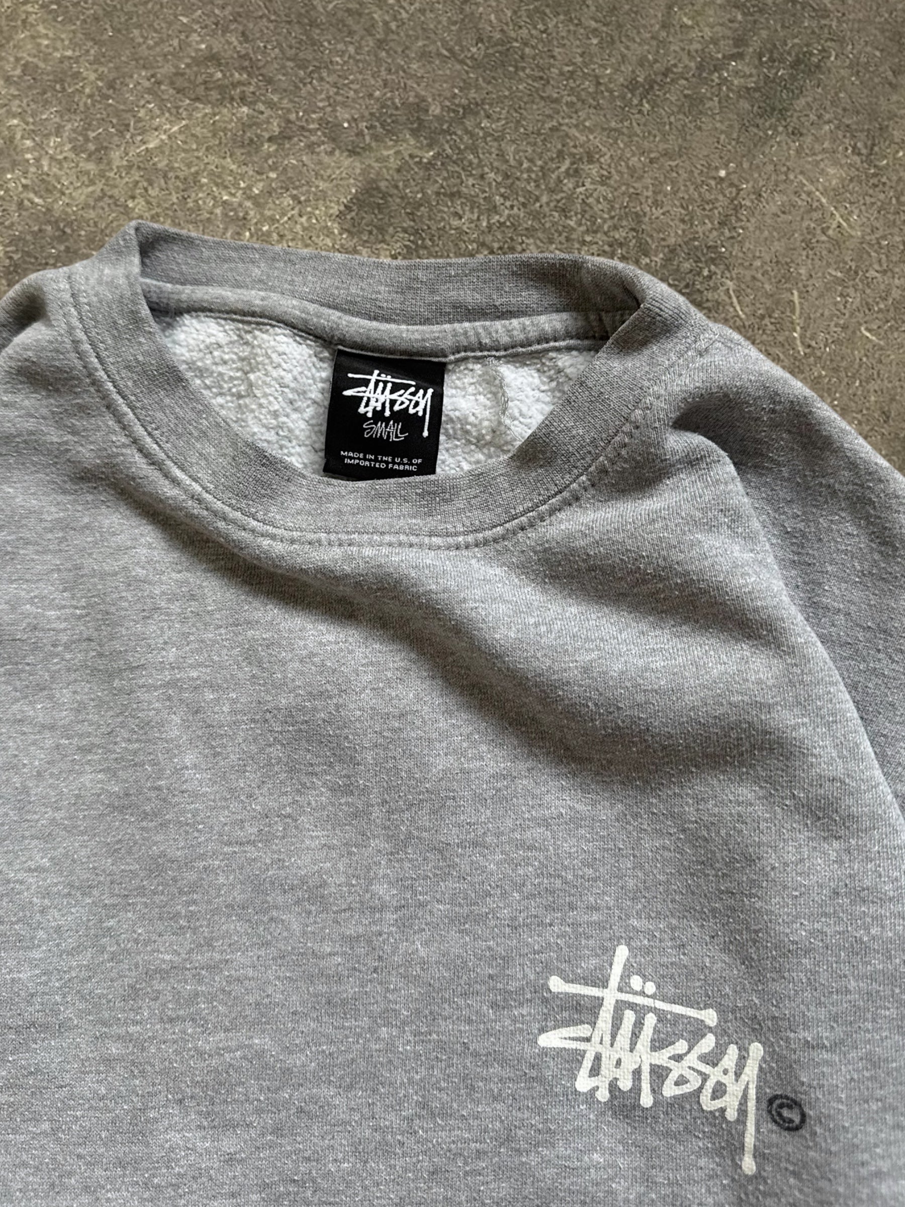 VINTAGE STÜSSY GREY BASIC LOGO SWEATSHIRT