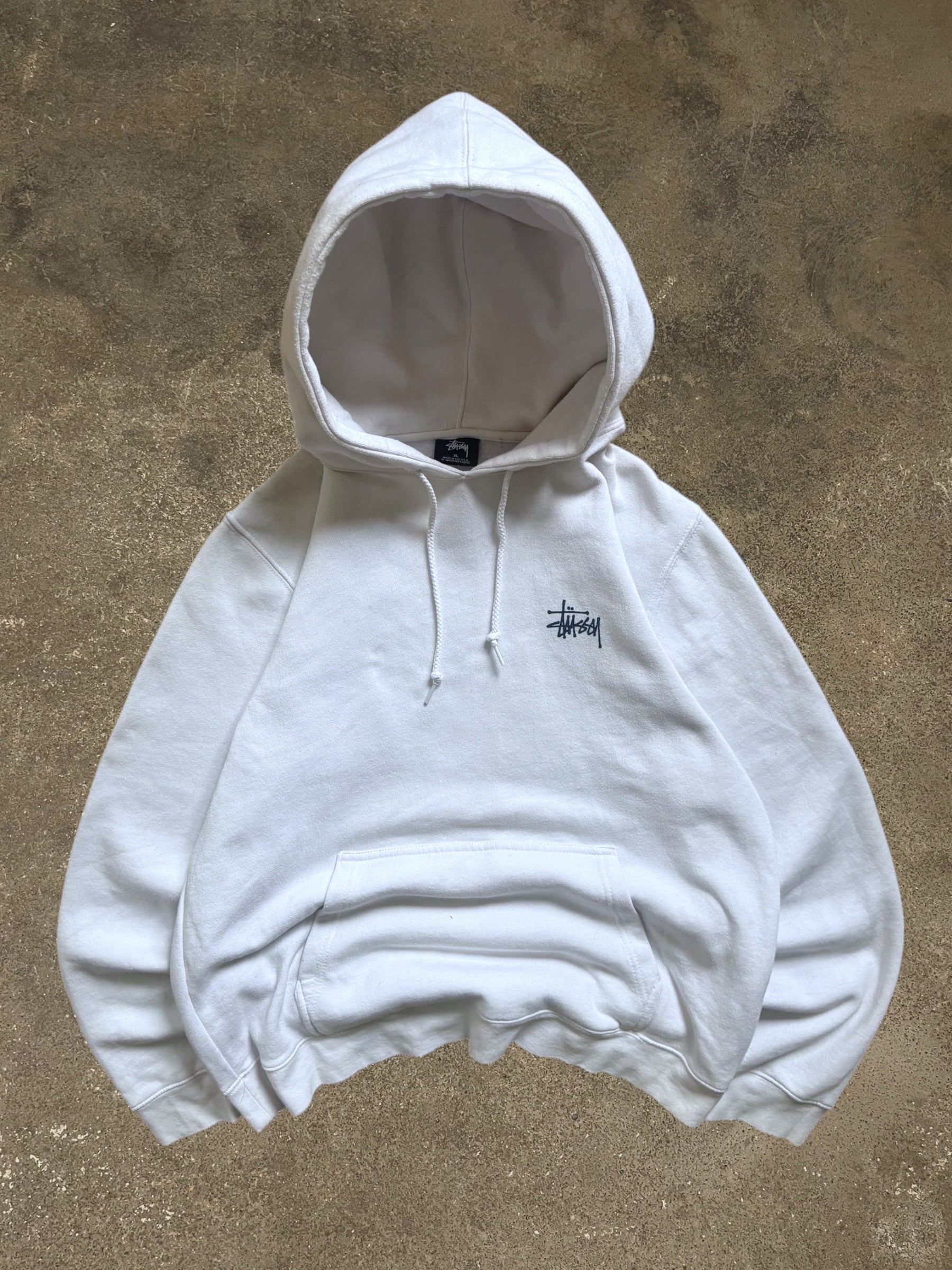 VINTAGE STÜSSY WHITE BASIC LOGO HOODIE