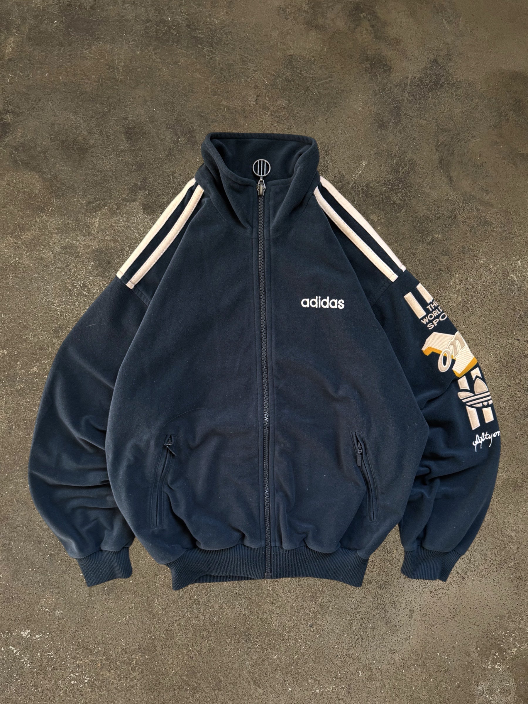 VINTAGE 90S NAVY BLUE ADIDAS TRACK JACKET