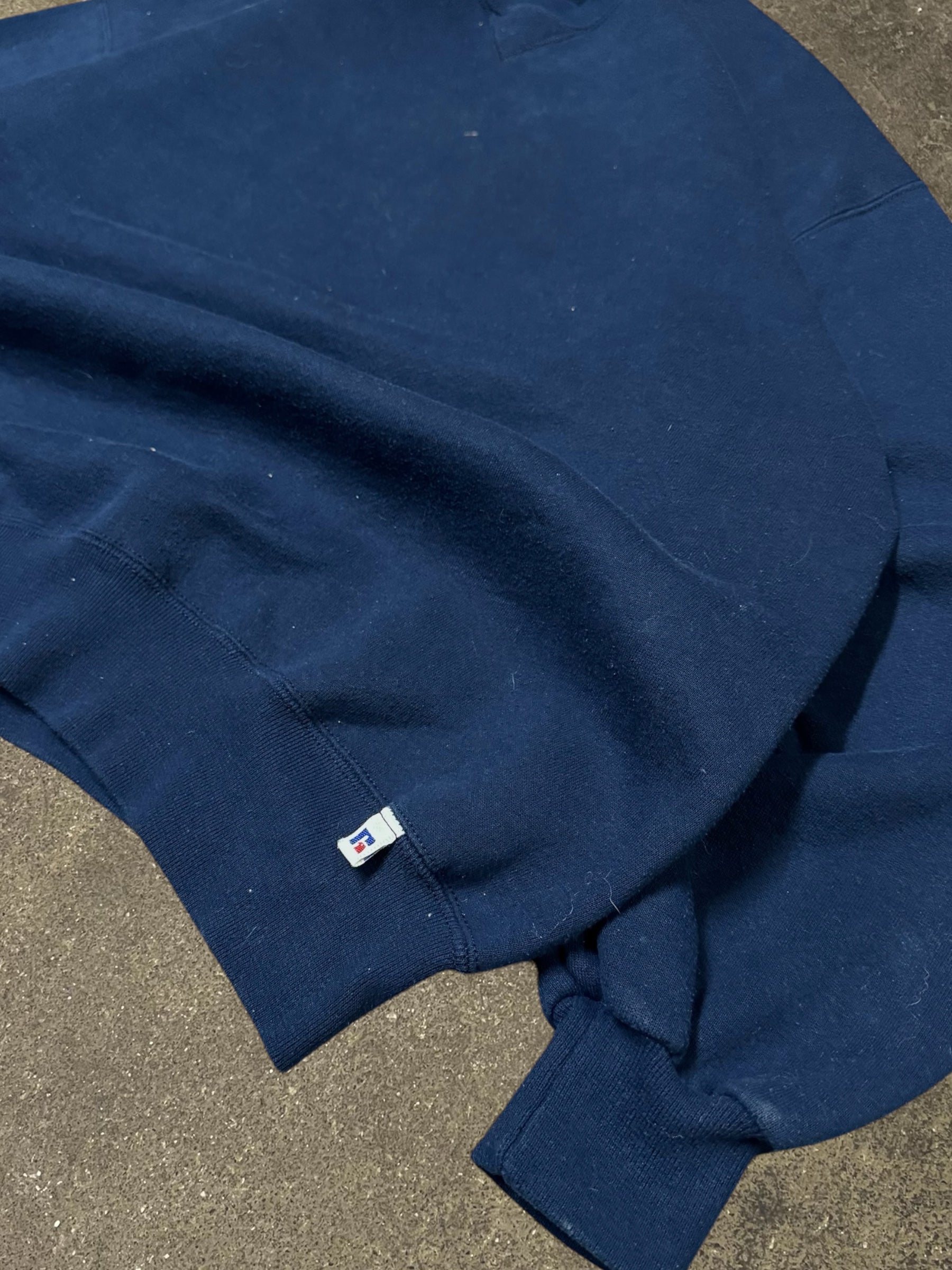 VINTAGE RUSSELL NAVY SWEATSHIRT, MADE IN U.S.A