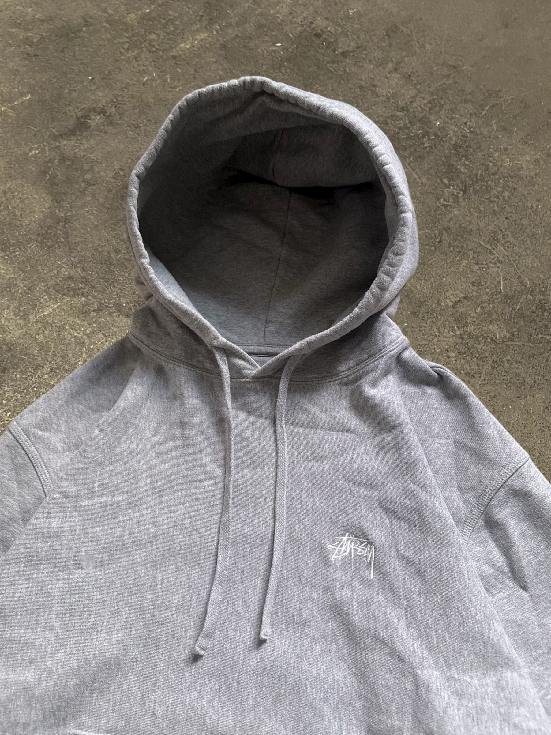 STÜSSY GREY STOCK LOGO HOODIE