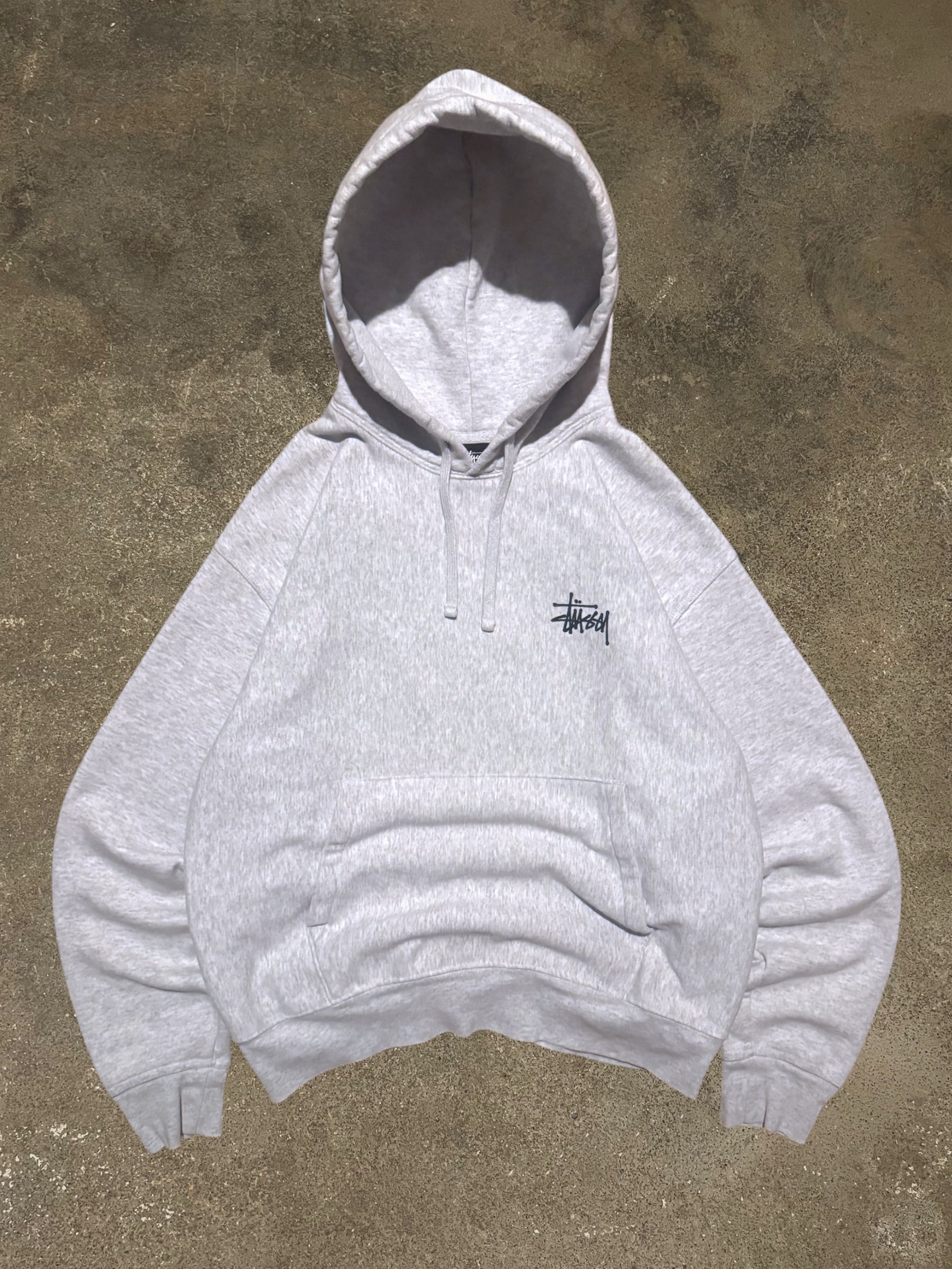 STÜSSY GREY BASIC LOGO HOODIE
