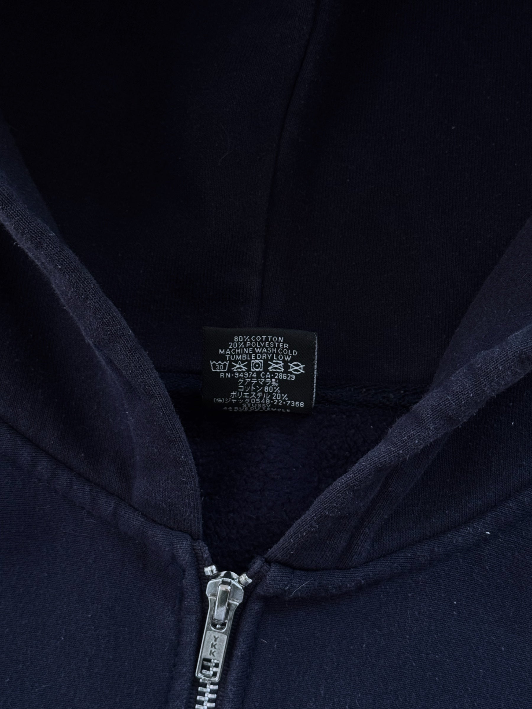STÜSSY NAVY BASIC LOGO ZIP-UP HOODIE