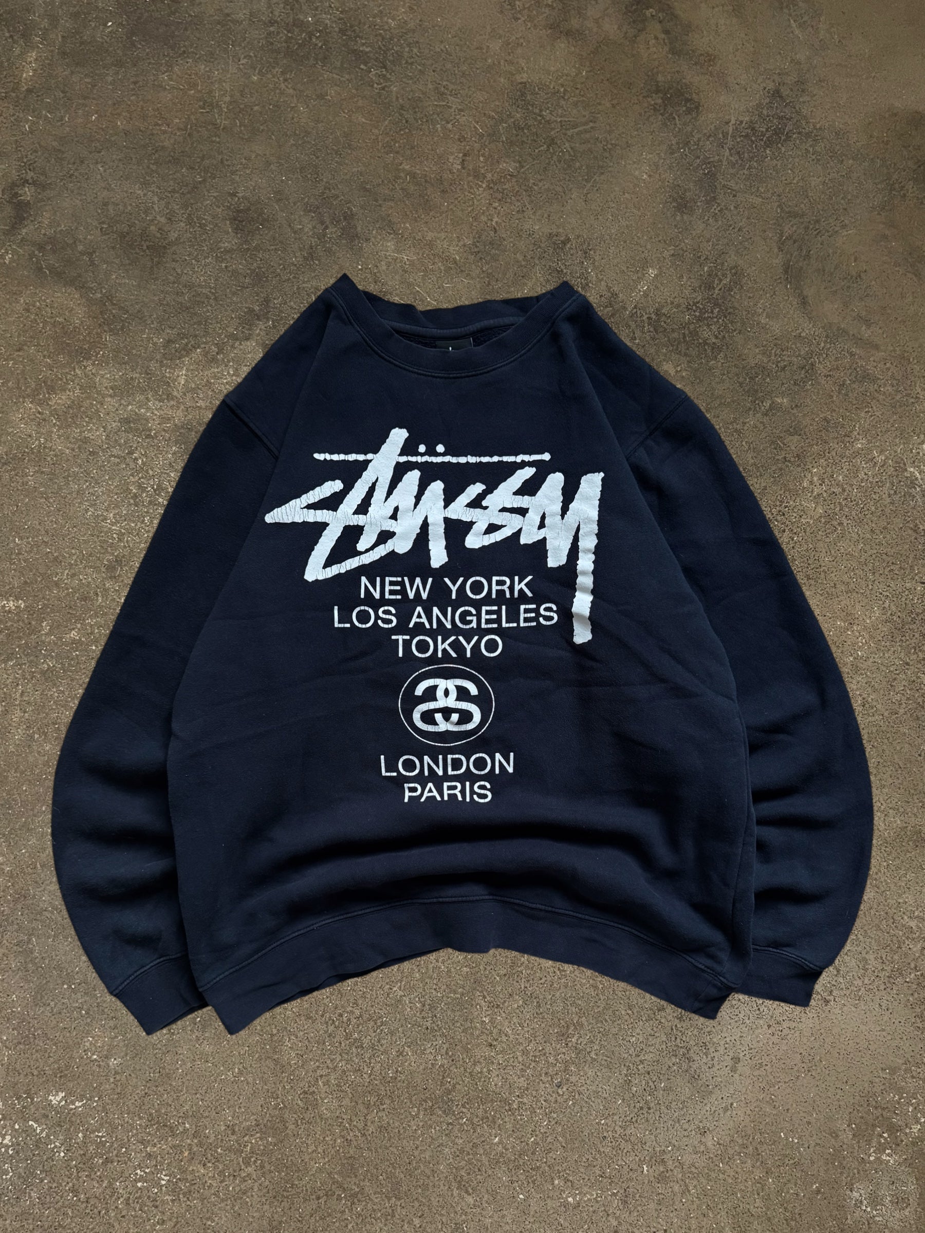 VINTAGE STÜSSY NAVY WORLD TOUR SWEATSHIRT