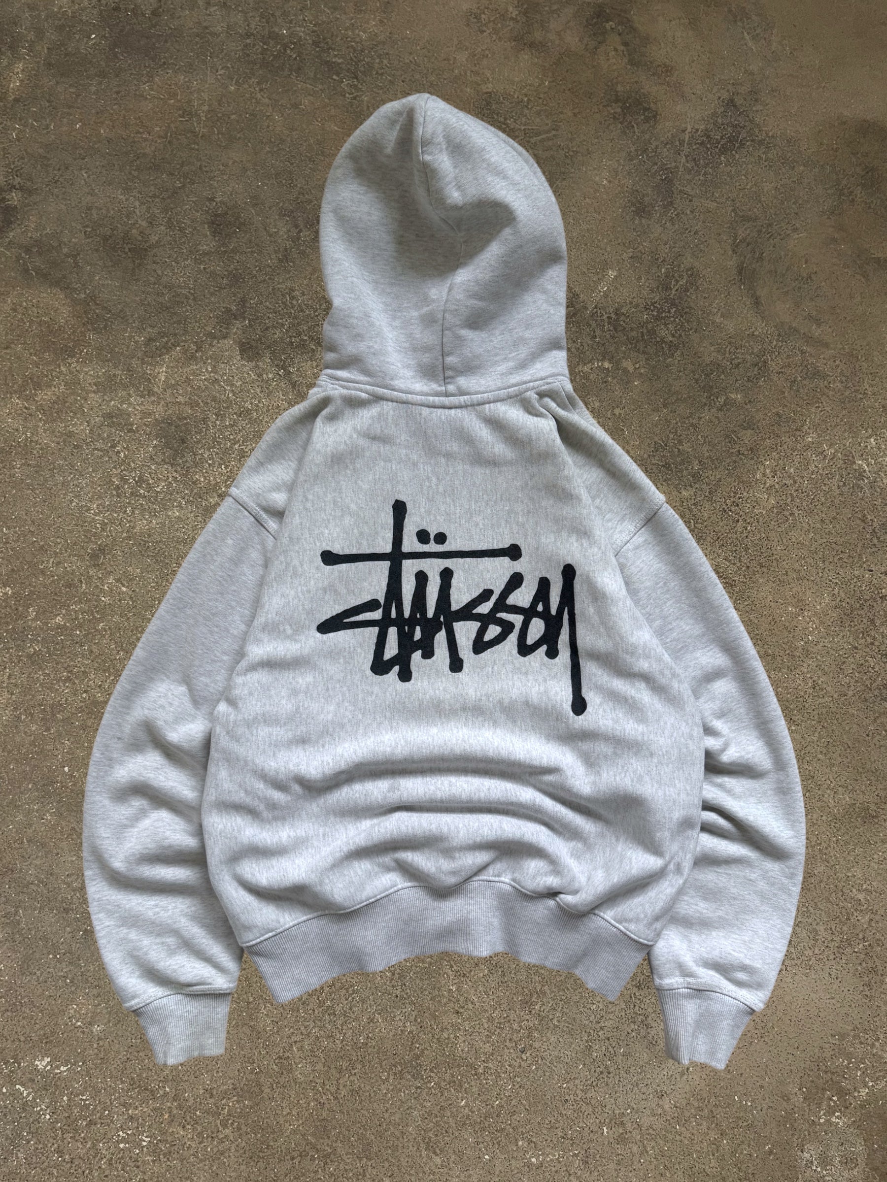 STÜSSY GREY BASIC LOGO HOODIE