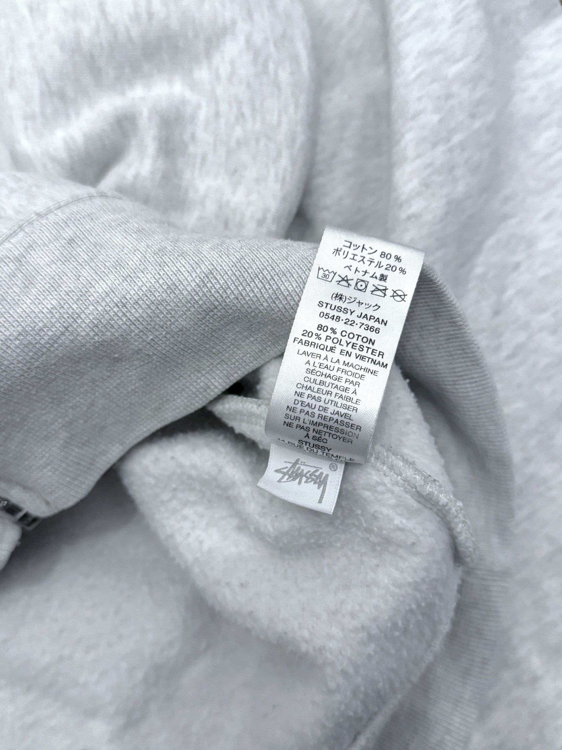 STÜSSY GREY WORLD TOUR ZIP-UP HOODIE