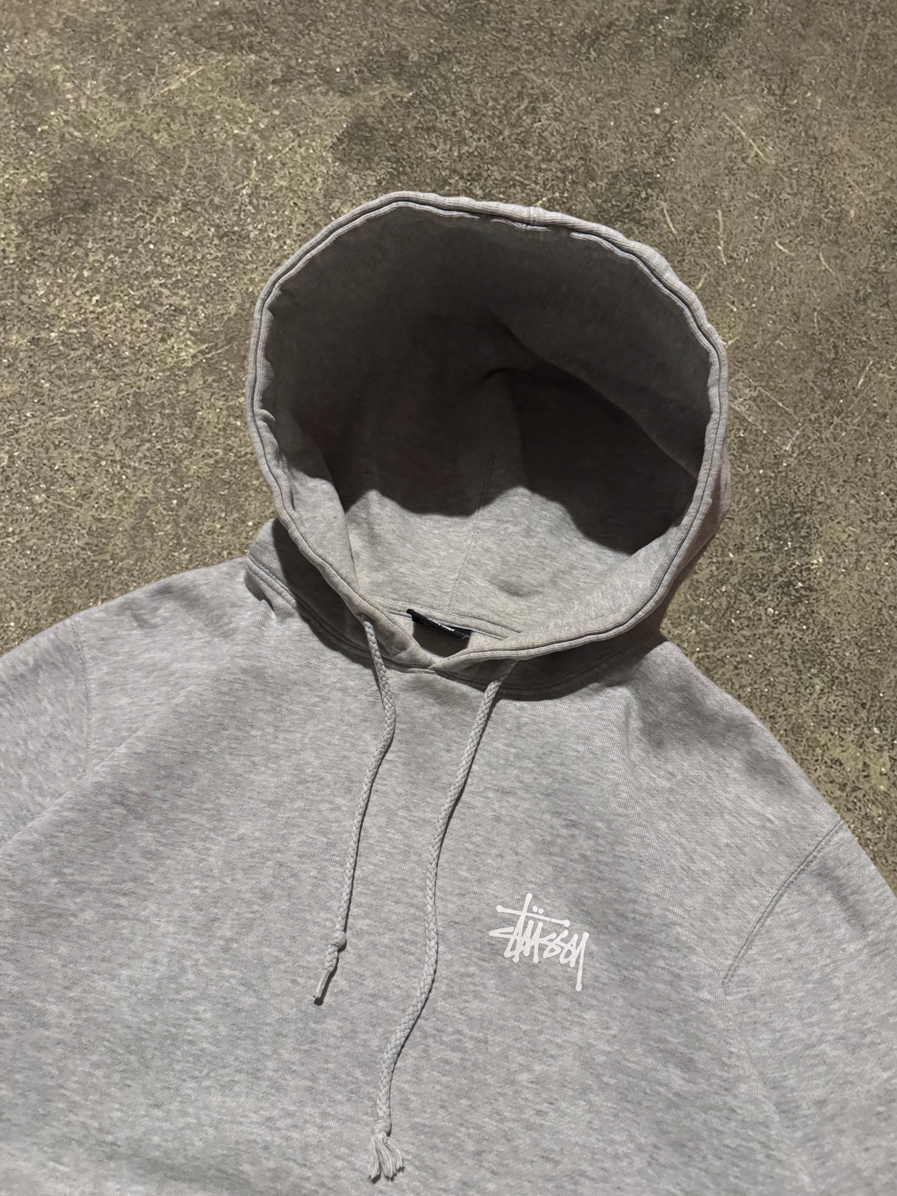 STÜSSY GREY BASIC LOGO HOODIE
