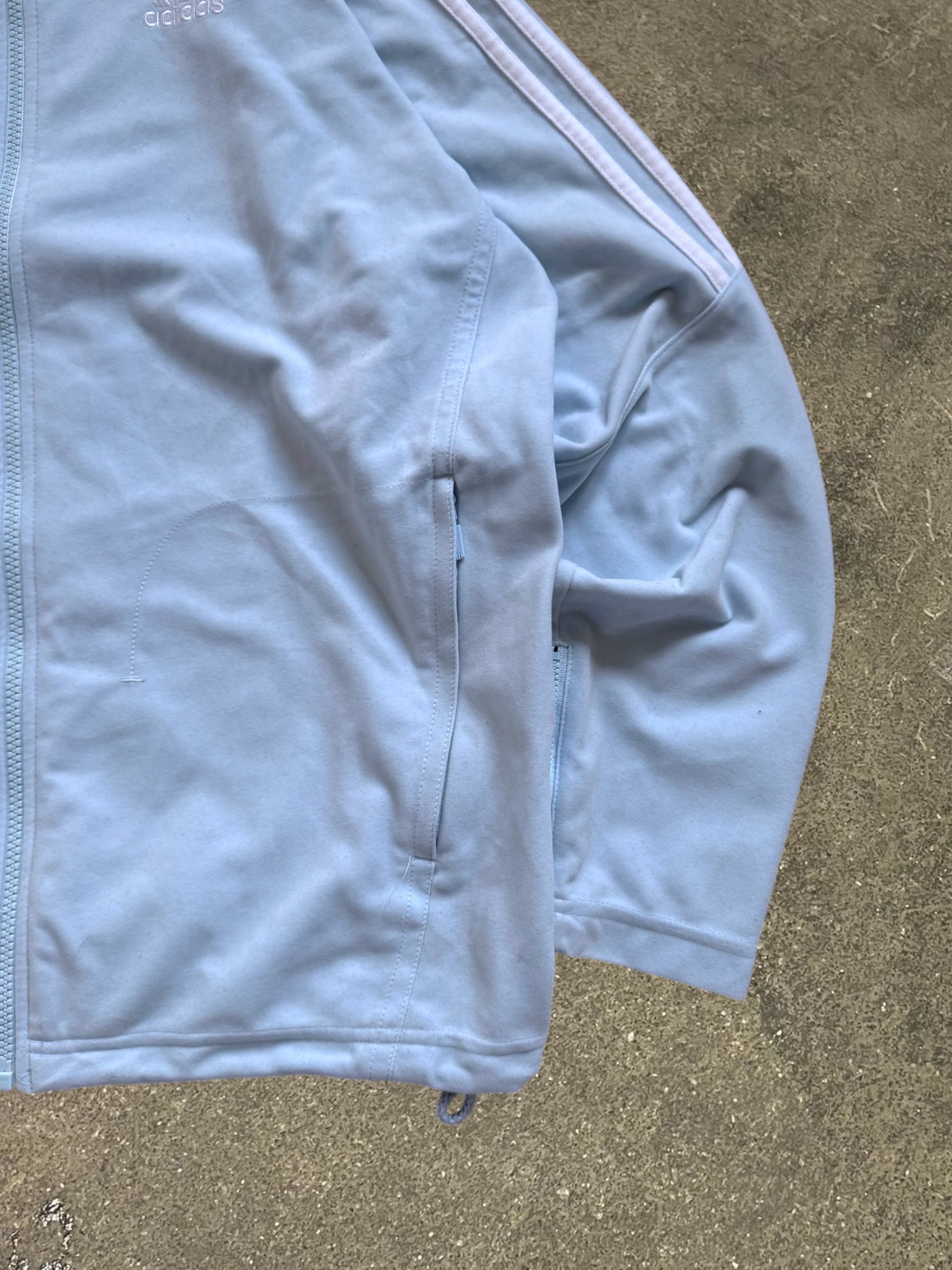 VINTAGE 00S ADIDAS BABY BLUE FLEECE TRACK JACKET