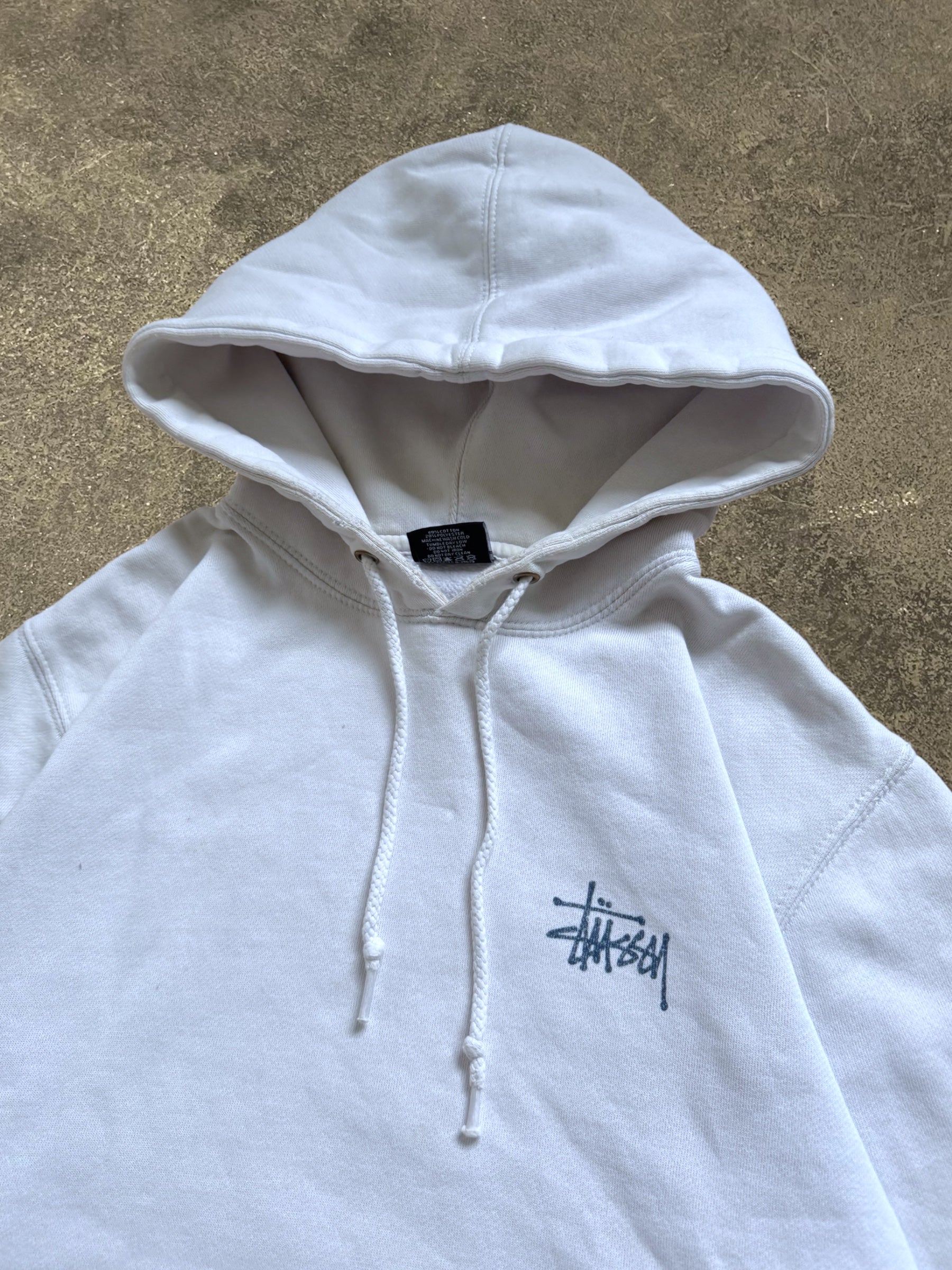 VINTAGE STÜSSY WHITE BASIC LOGO HOODIE