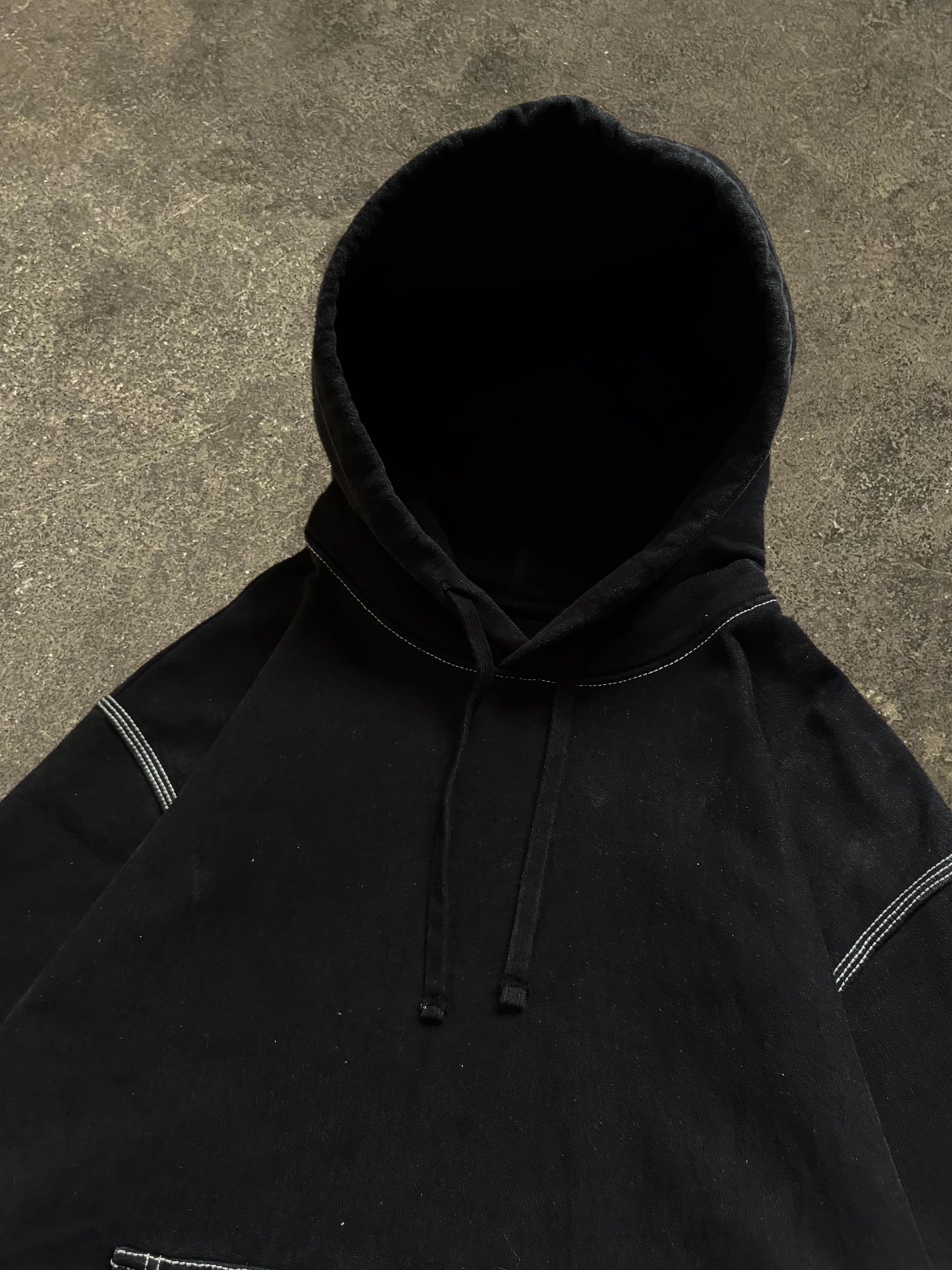 STÜSSY BLACK CONTRAST STITCH HOODIE
