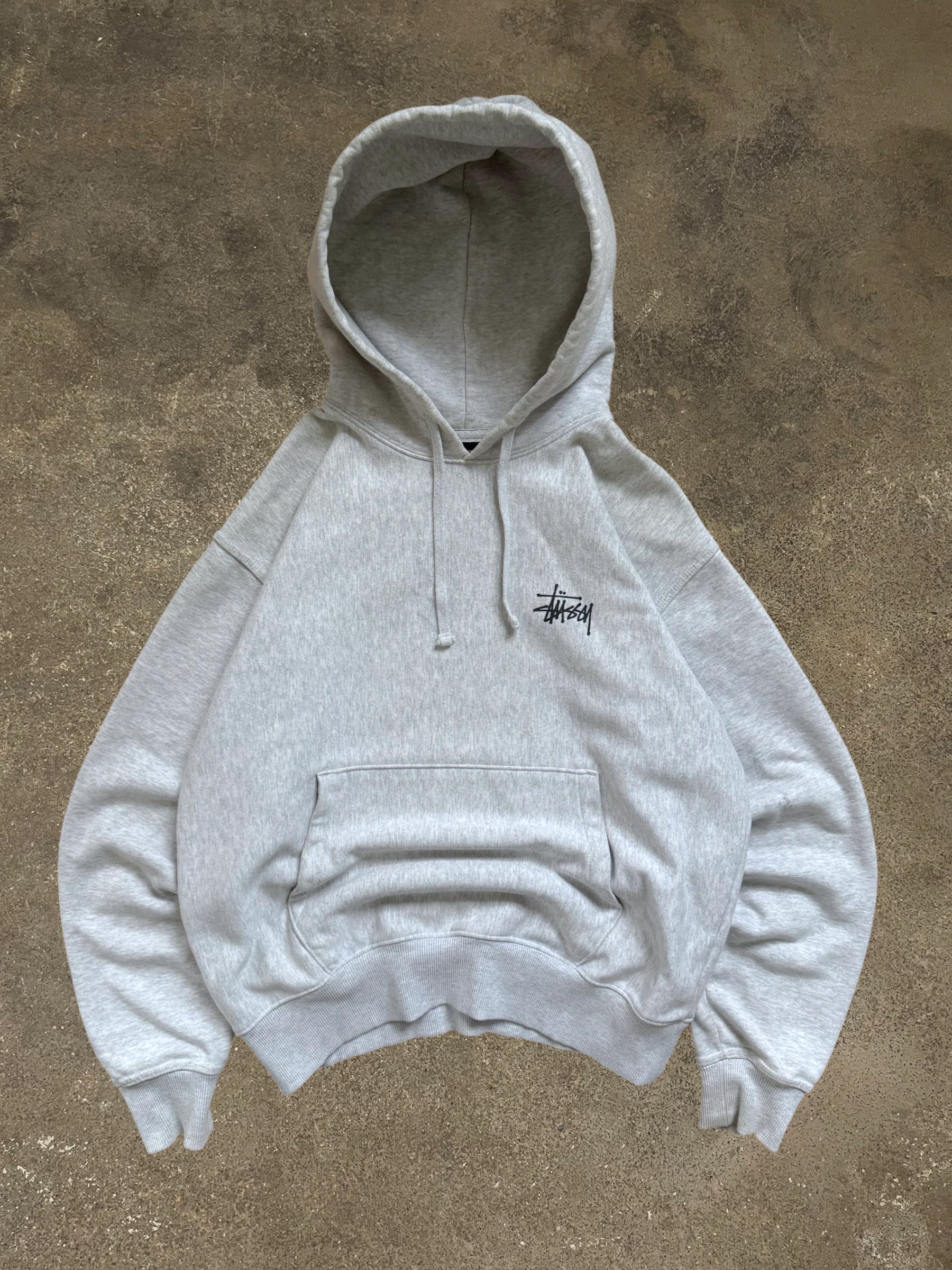 STÜSSY GREY BASIC LOGO HOODIE