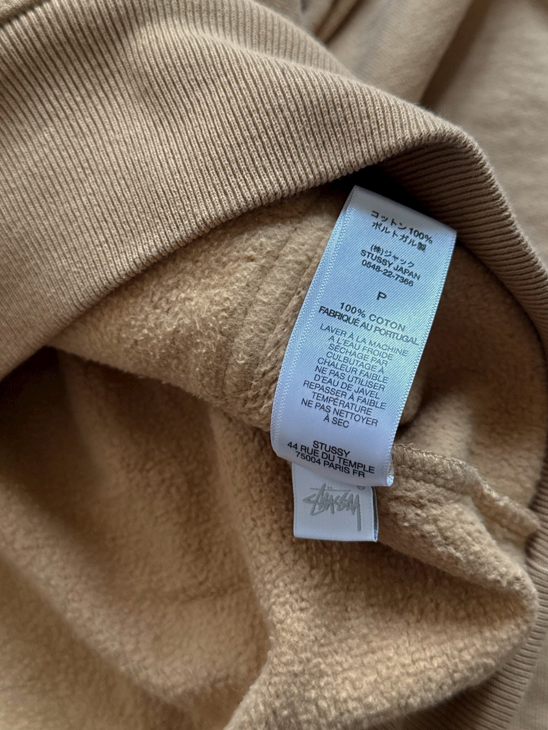 STÜSSY BEIGE APPLIQUE LOGO HOODIE