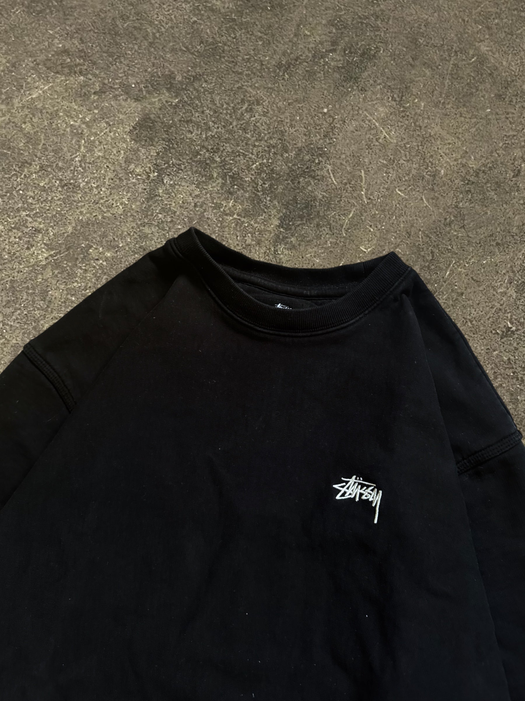 STÜSSY BLACK STOCK LOGO SWEATSHIRT