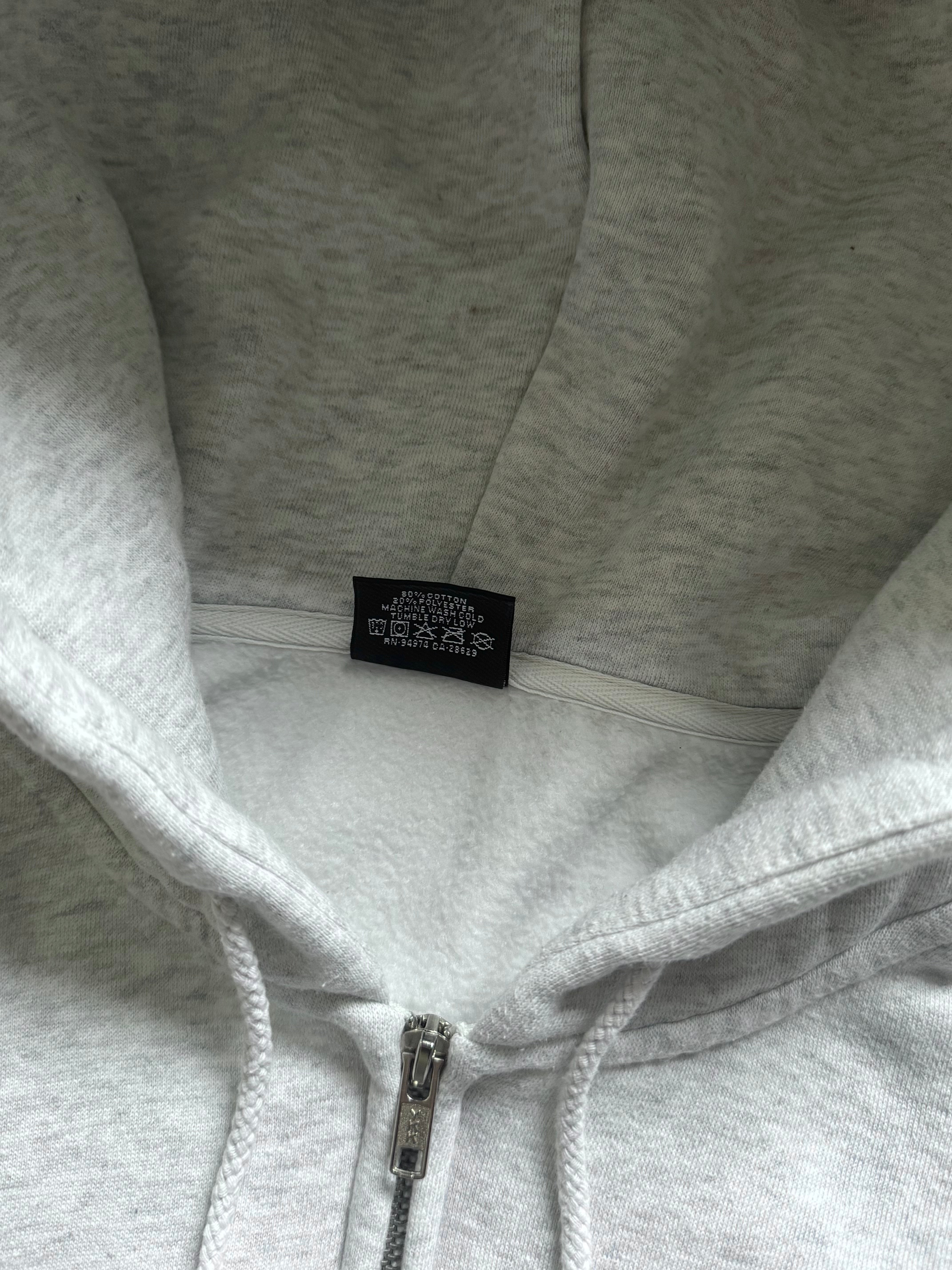 STÜSSY GREY BASIC LOGO ZIP-UP HOODIE