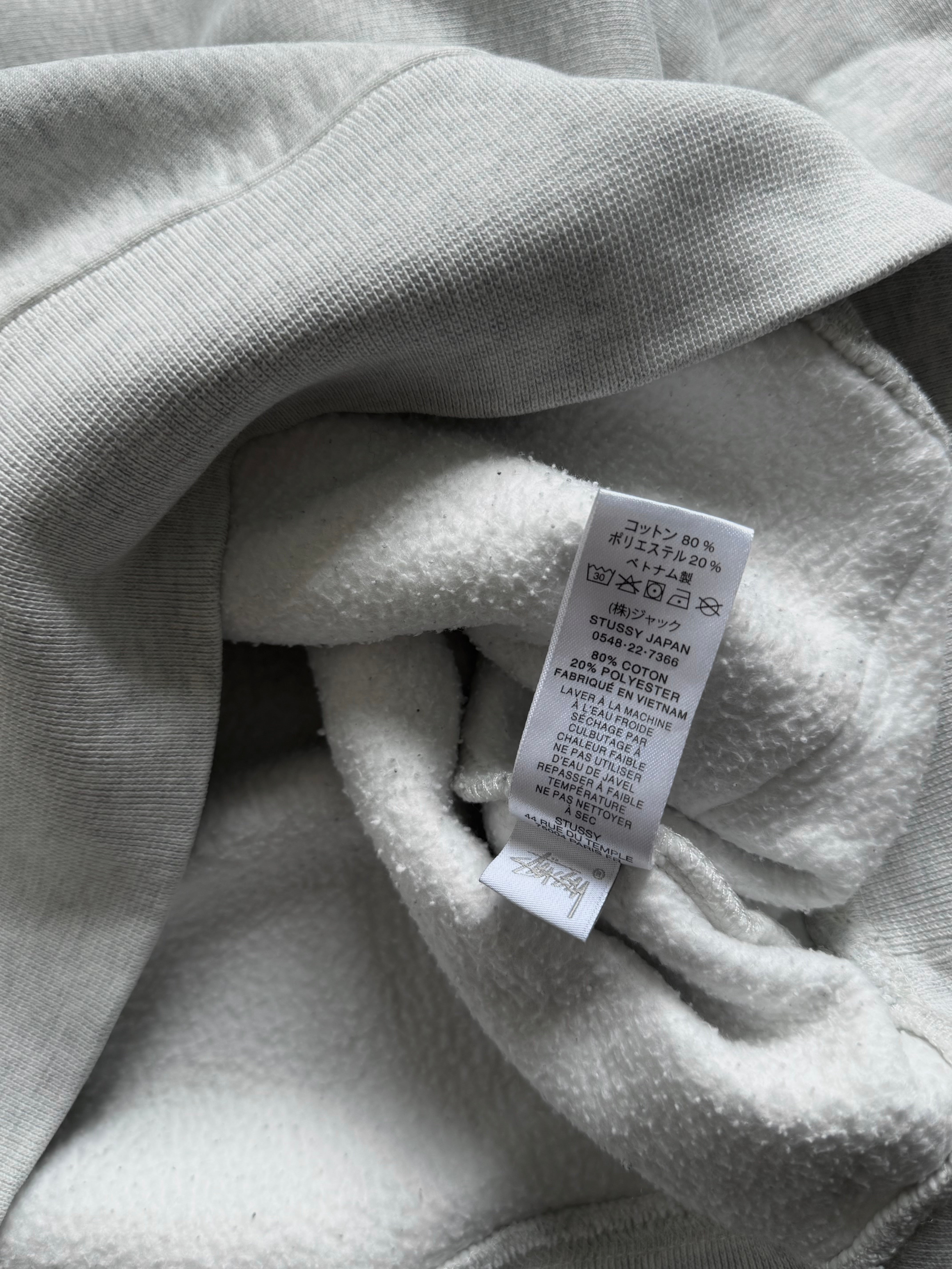 STÜSSY GREY STOCK APPLIQUE LOGO HOODIE