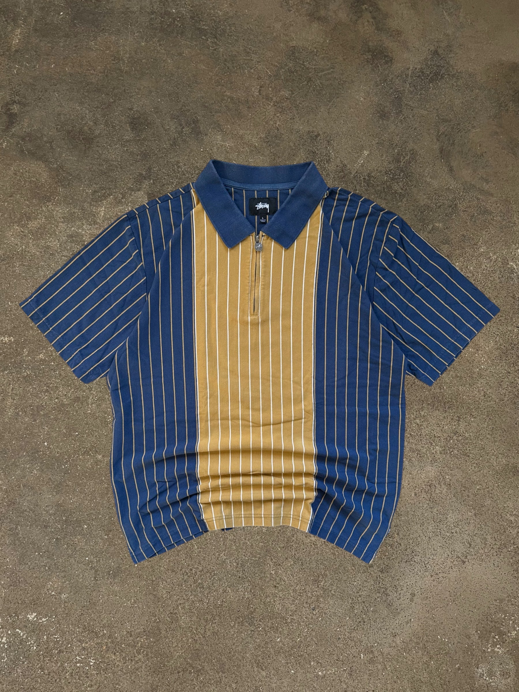 STÜSSY TIVOLI STRIPE QUARTER-ZIP T-SHIRT