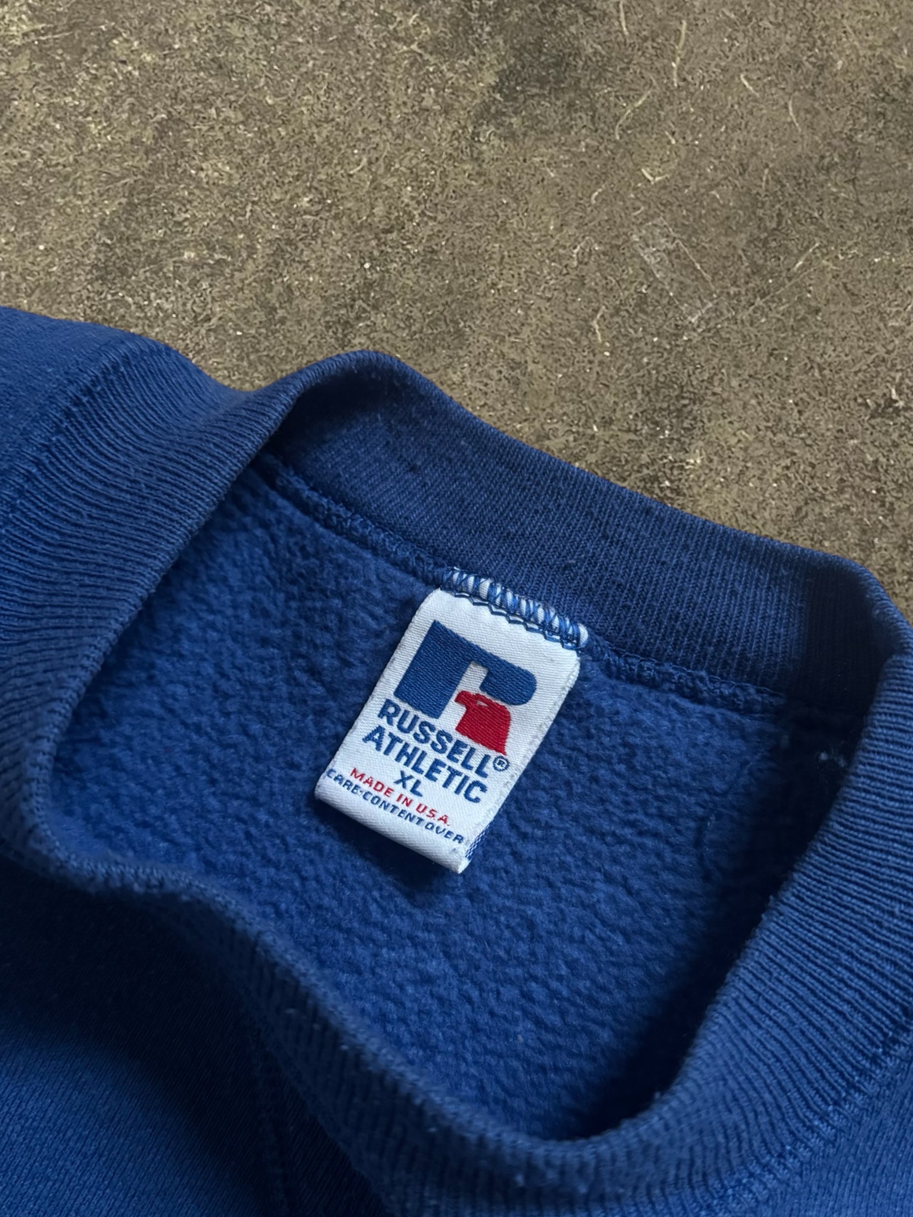 VINTAGE RUSSELL BLUE SWEATSHIRT, MADE IN U.S.A